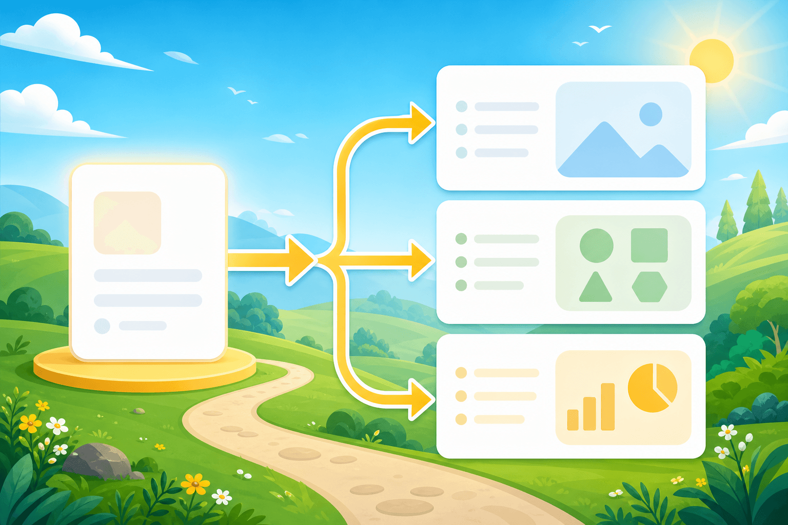 Illustrated explainer set workflow generated with Pixy