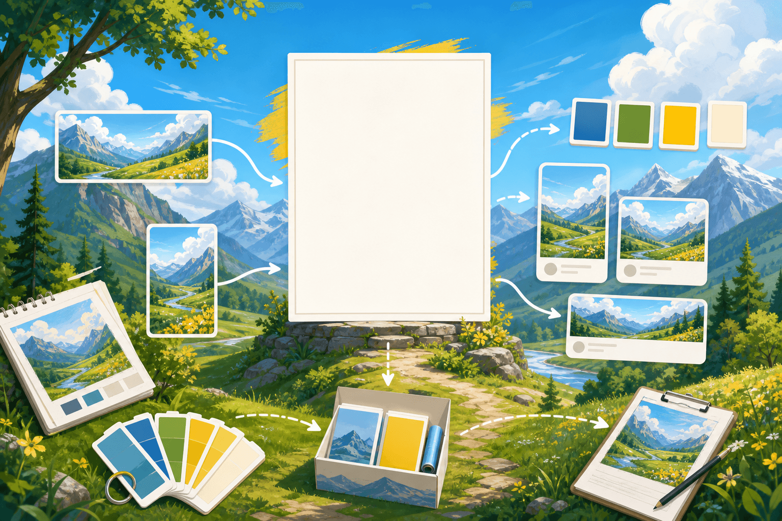 Illustrated launch kit workflow generated with Pixy